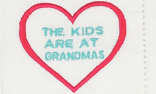 Tiramisu Set Of 4 Embroidered Linen Napkins In White/hearts