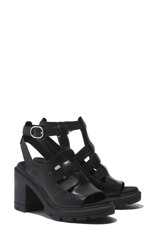 Timberland Allington Heights Womens Heeled Fisherman Sandals In Black Full Grain