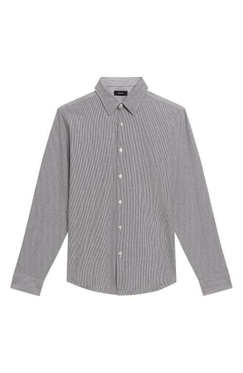 Shop Theory Sylvain Pinstripe Button-up Shirt In Vpr Mlnge