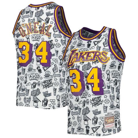 Men's Mitchell & Ness Shaquille O'Neal Royal Los Angeles Lakers Reload 2.0  Name & Number T-Shirt