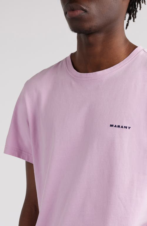 Shop Isabel Marant Zafferh Logo Embroidered Organic Cotton T-shirt In Light Pink