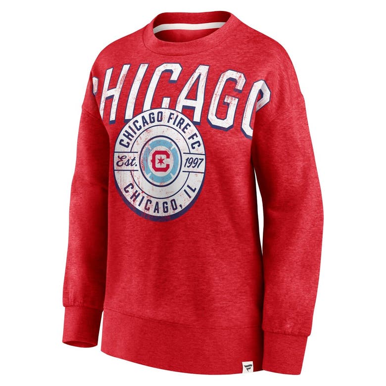 Shop Fanatics Branded Red Chicago Fire True Classics Oversized Pullover Sweatshirt