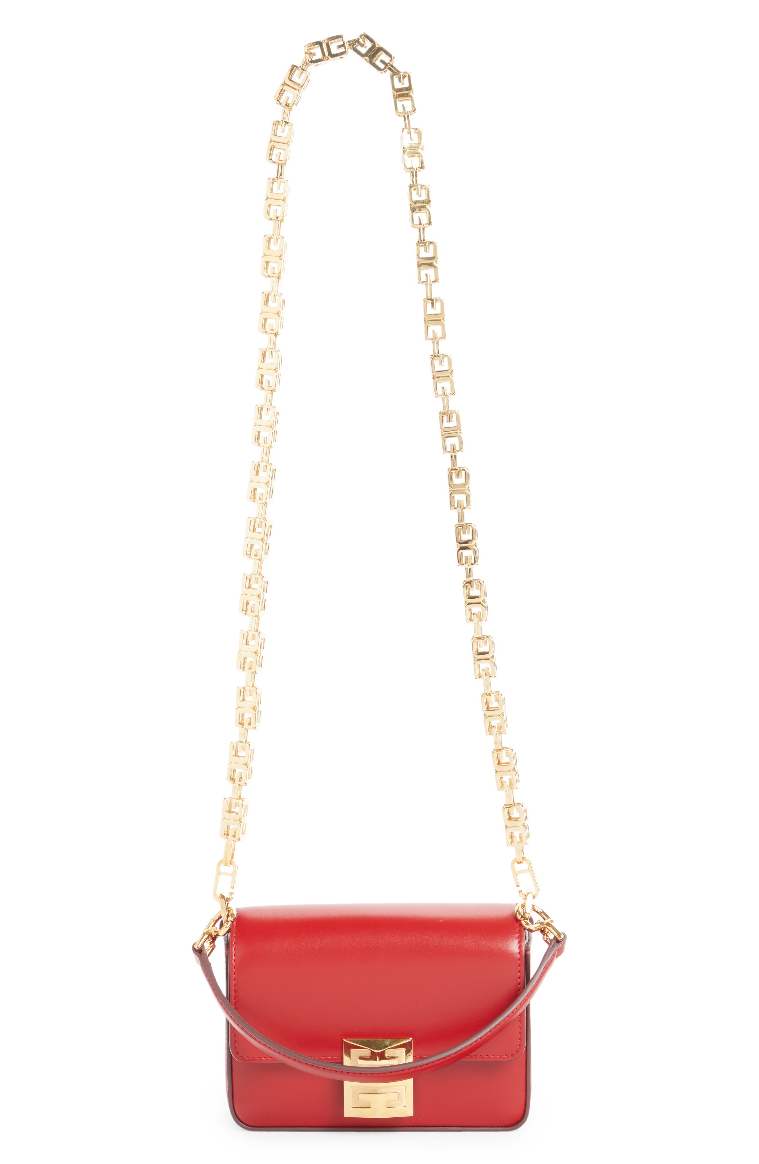 Givenchy Small G-Cube Chain Leather Crossbody Bag in Dark Red