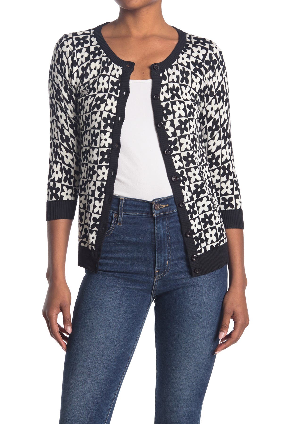 geo print cardigan