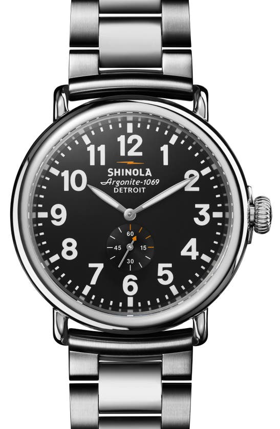 Shop Shinola Runwell Sub Second Bracelet Watch, 47mm In Black