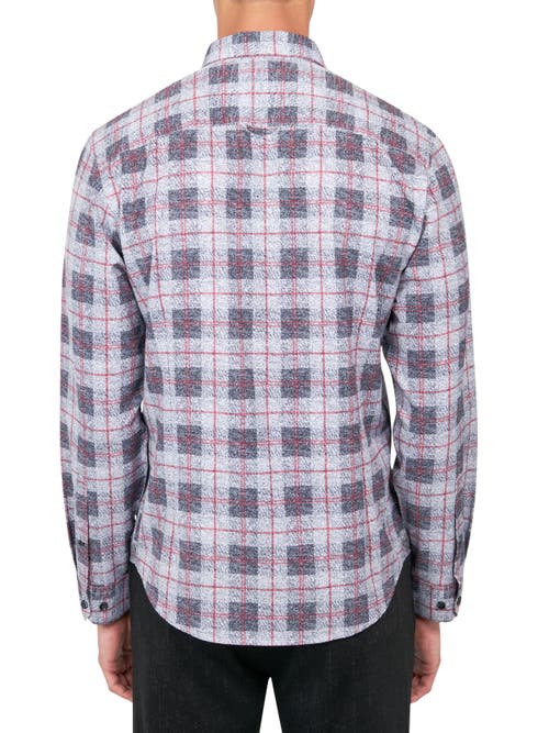 Brooklyn Brigade Plaid 4-way Stretch Performance Long Sleeve Shirt In Grey