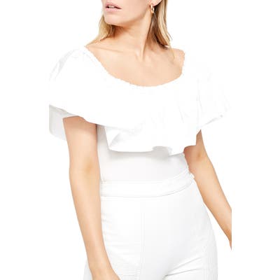 Free People Poof Goes My Heart Off The Shoulder Bodysuit, White