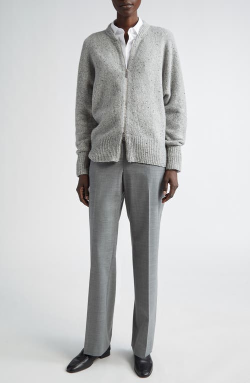 Shop Lafayette 148 New York Cashmere & Wool Donegal Zip-up Cardigan In Dove Multi