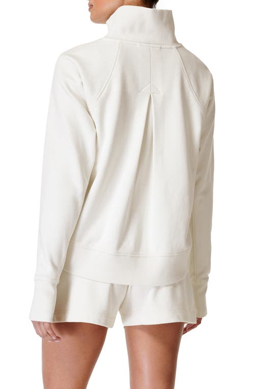 Shop Sweaty Betty Revive Rib Trim Half-zip Pullover In Lily White