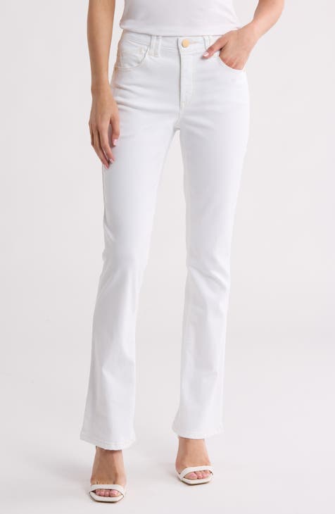 Contrast Stitch Bootcut Jeans (Optic White)