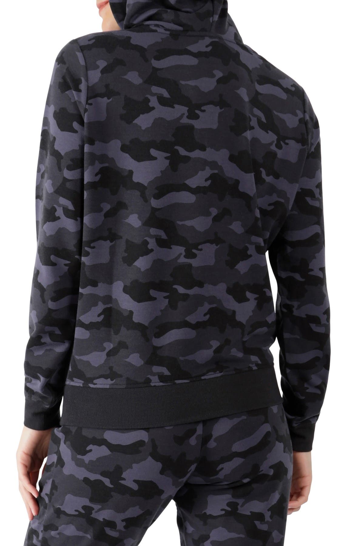 90 Degree By Reflex Terry Brushed Pullover Hoodie In P600 Camo Navy Comb