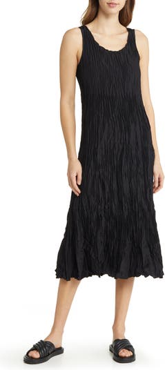 Eileen Fisher Sleeveless Hi-low Silk Dress in Black