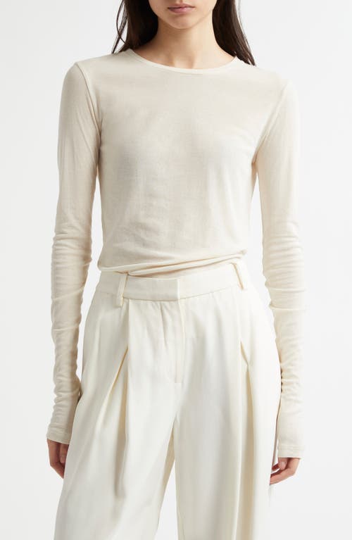 Shop Weekend Max Mara Vistola Long Sleeve Cotton Knit Top In Ecru