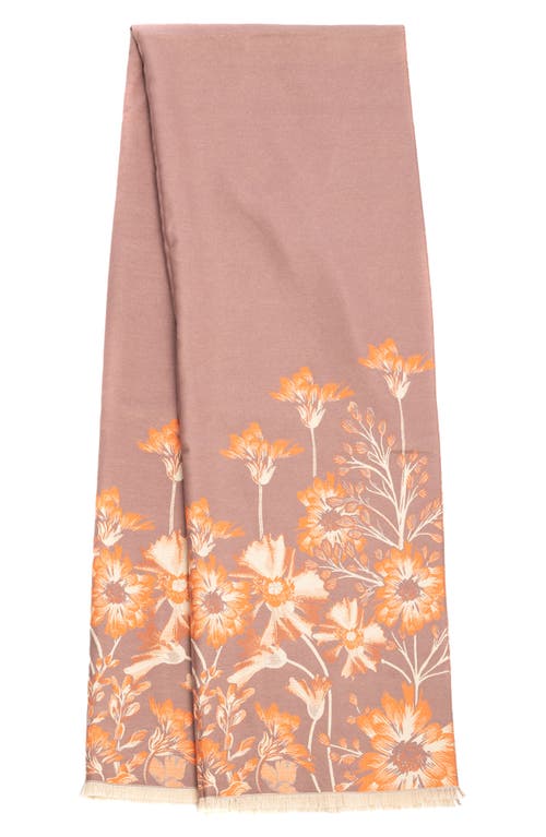 Saachi Floral Pattern Reversible Scarf In Orange/blush