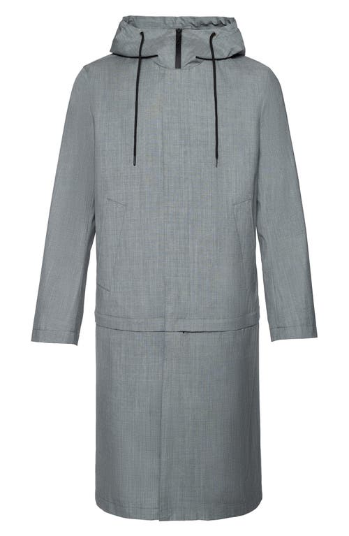 Trent Water Repellent Convertible Wool Blend Coat in Light Grey