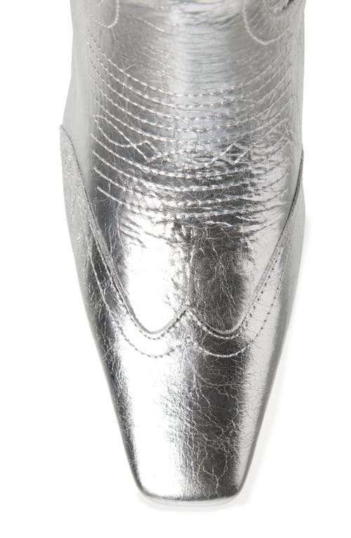 Shop Steve Madden Josefine Western Boot In Silver Leather