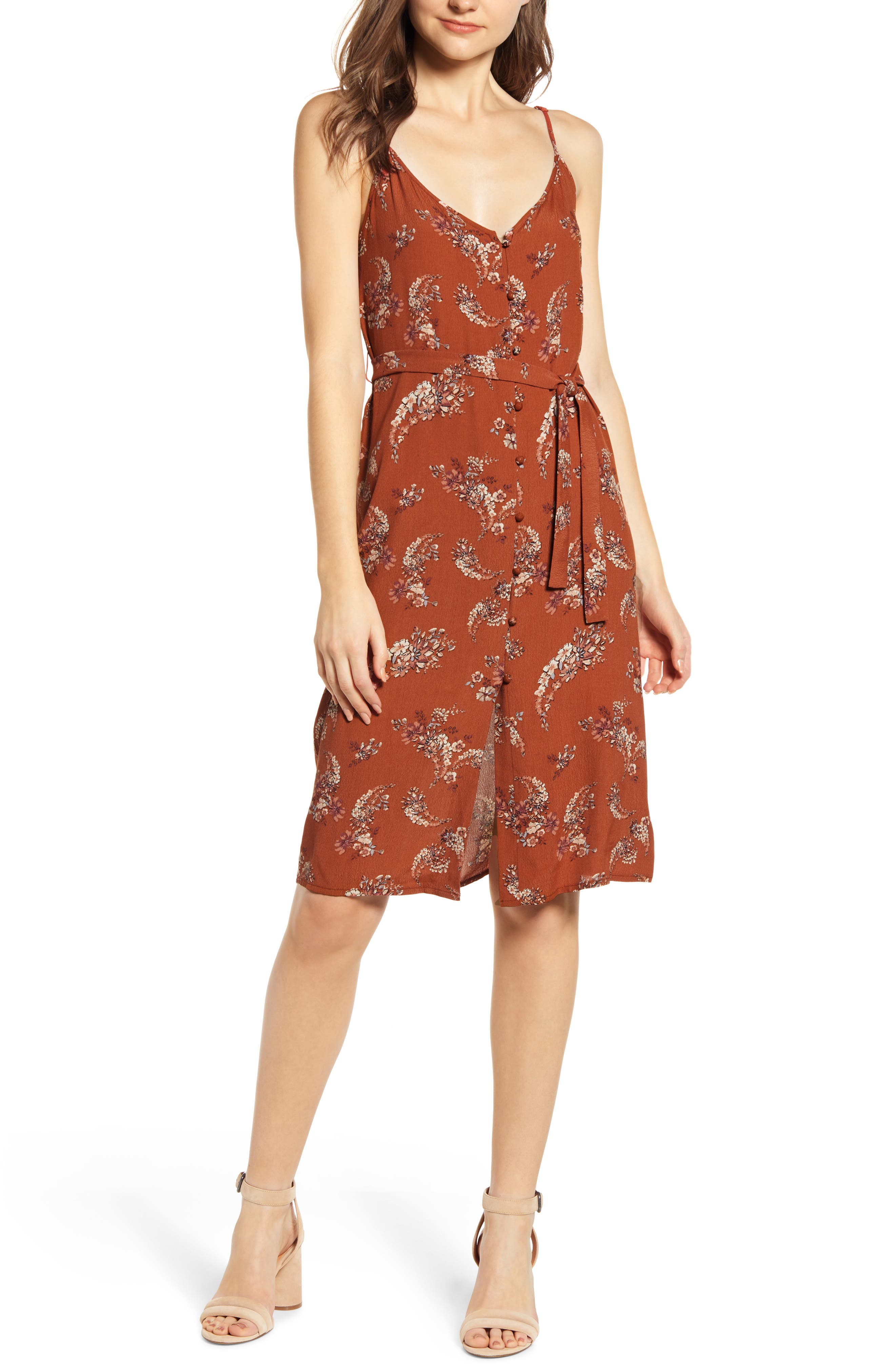 Bishop + Young Button Up Belted Sundress, Red