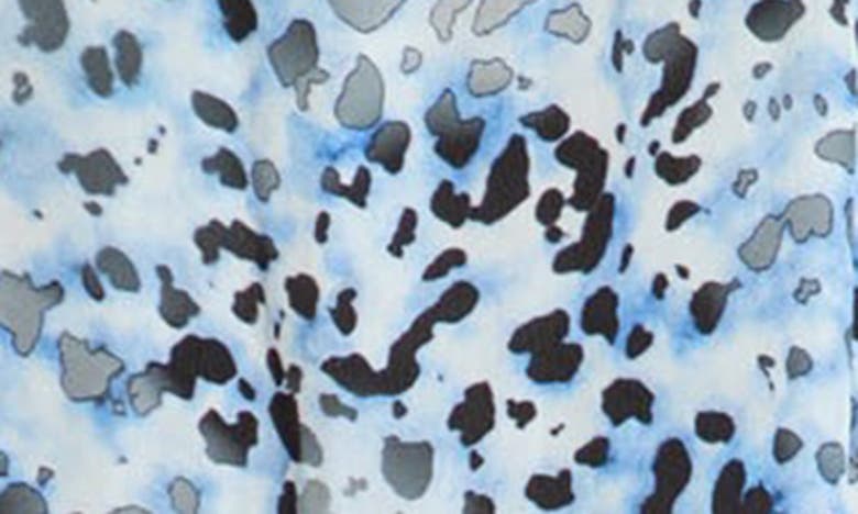 Apny Leopard Print Gathered Neck Chiffon Top In Blue Multi