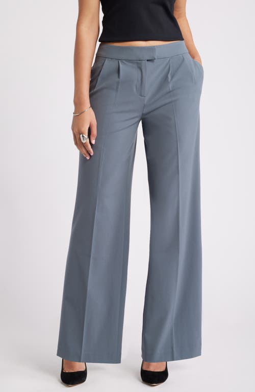 Shop Open Edit Pleated Wide Leg Pants In Blue Weather