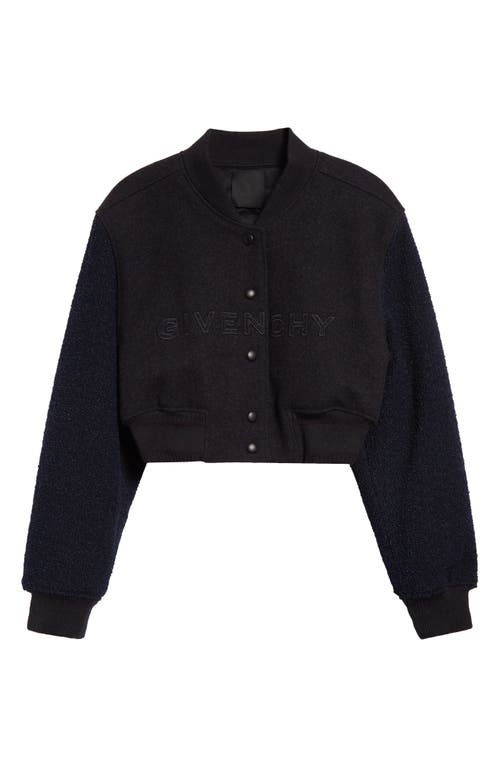 Shop Givenchy Varsity Crop Bomber Jacket In Charcoal