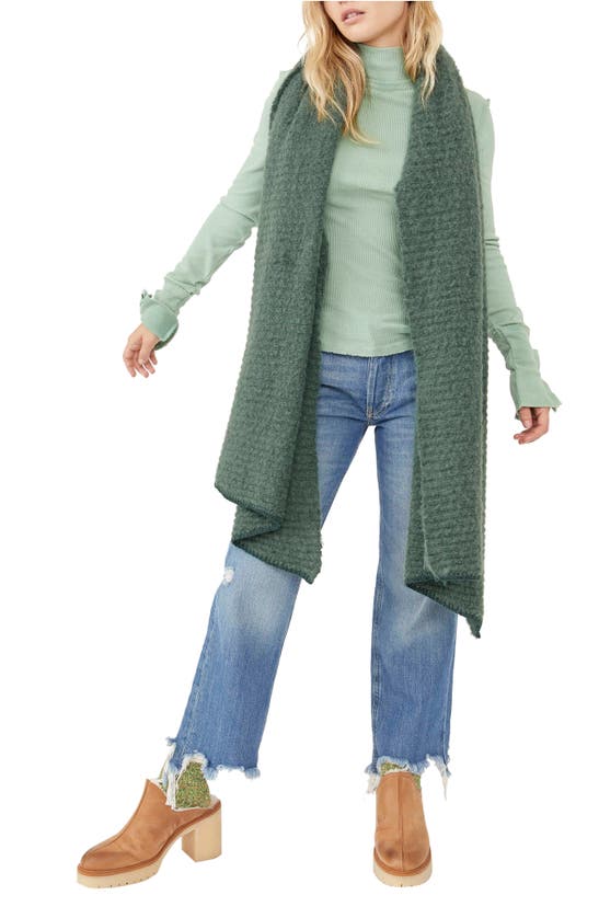 Free People Ripple Recycled Blend Blanket Scarf In Ivy