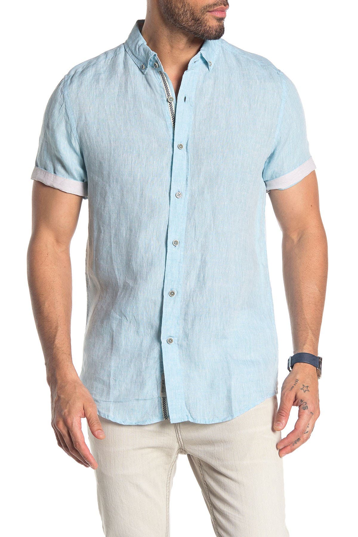 Report Collection | Solid Short Sleeve Linen Shirt | Nordstrom Rack