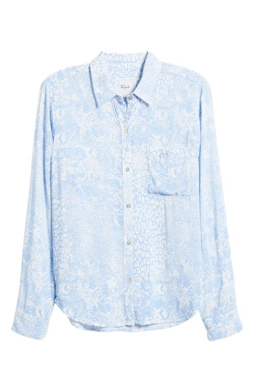 Rails Josephine Button Front Blouse In Aqua Mixed Animals