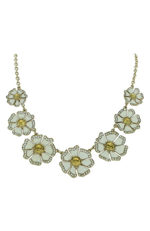 Shop Olivia Welles Crystal Floral Collar Necklace In Gold/white
