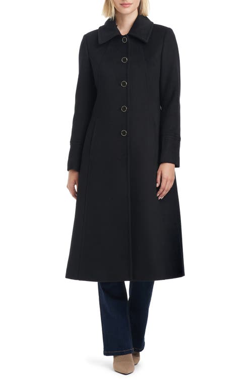 Shop Vince Camuto Wool Blend Coat With Removable Faux Fur Collar And Cuffs In Black