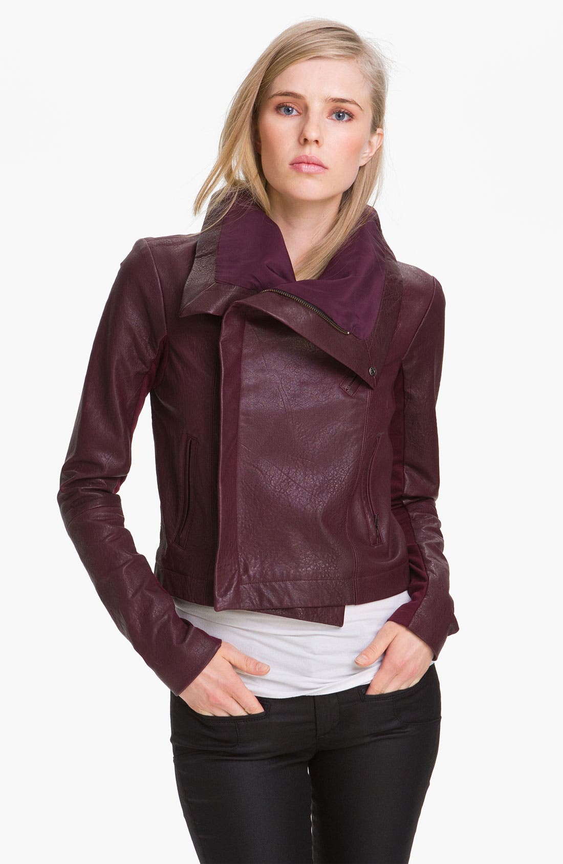 veda park tie waist leather jacket