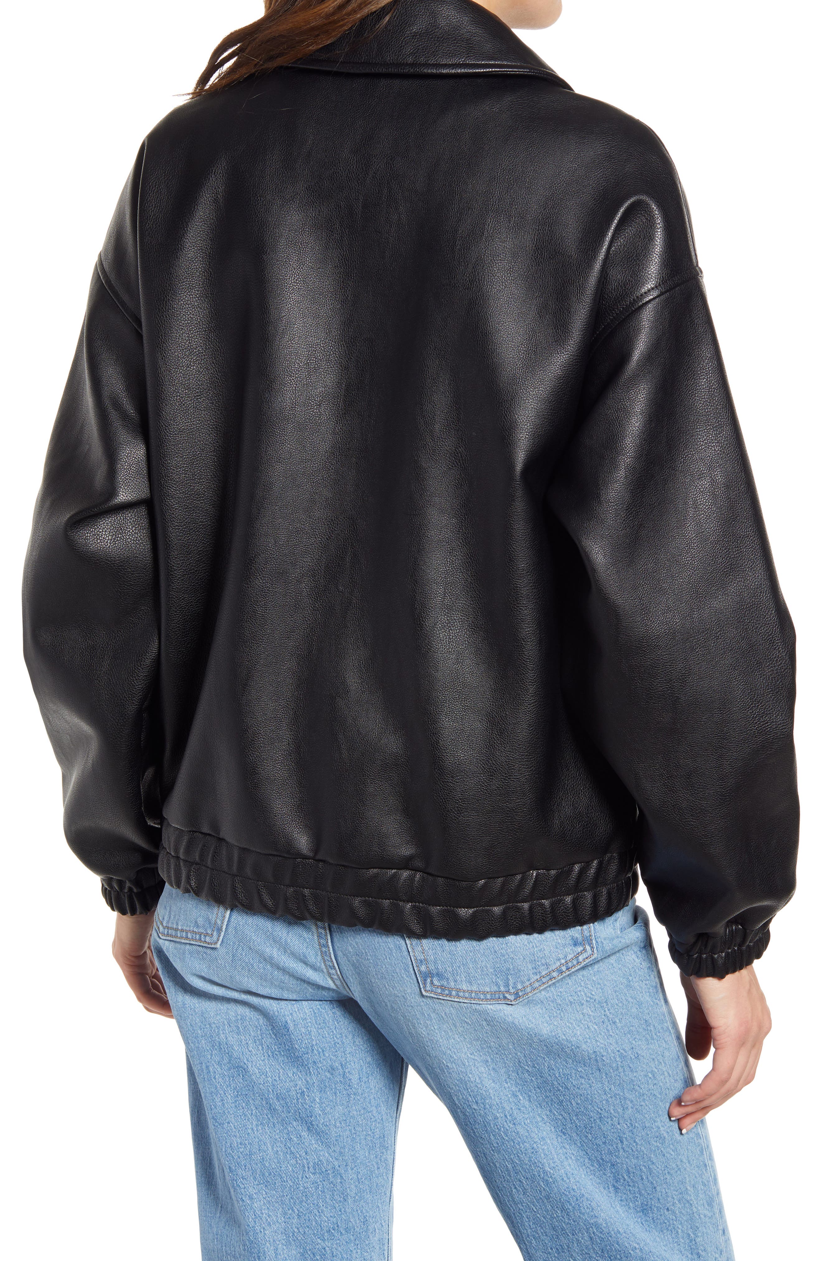 levi's black leather jacket womens