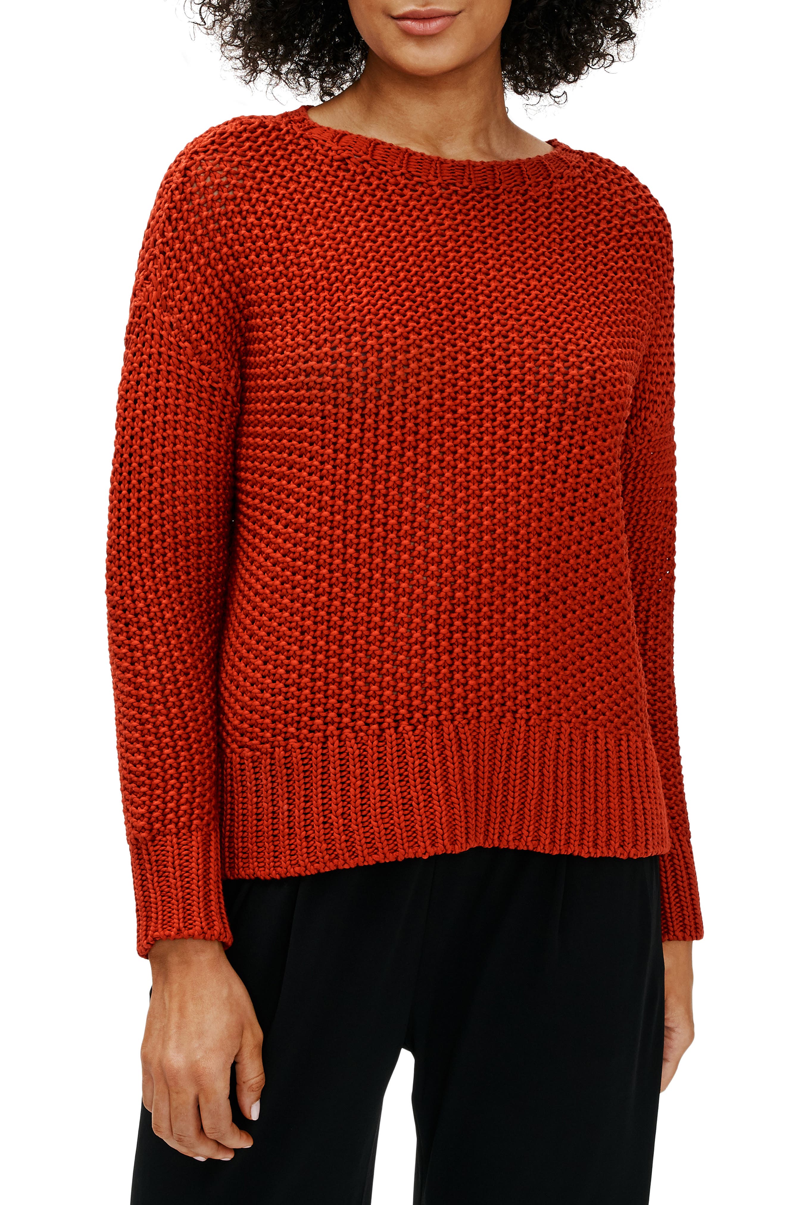 Eileen Fisher Organic Cotton Crewneck Sweater In Tigly