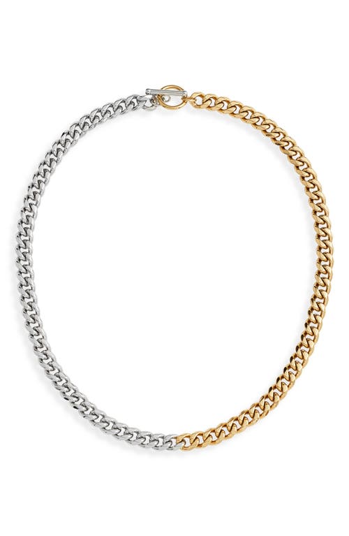 Two-Tone Cuban Link Chain Necklace in Silver And Gold