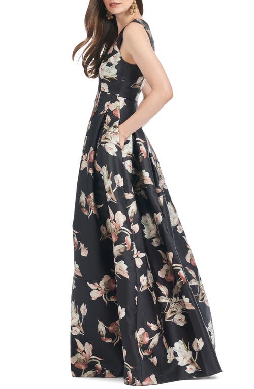 Shop Sachin & Babi Brooke Floral Mikado Ballgown In Black Venetia Petals