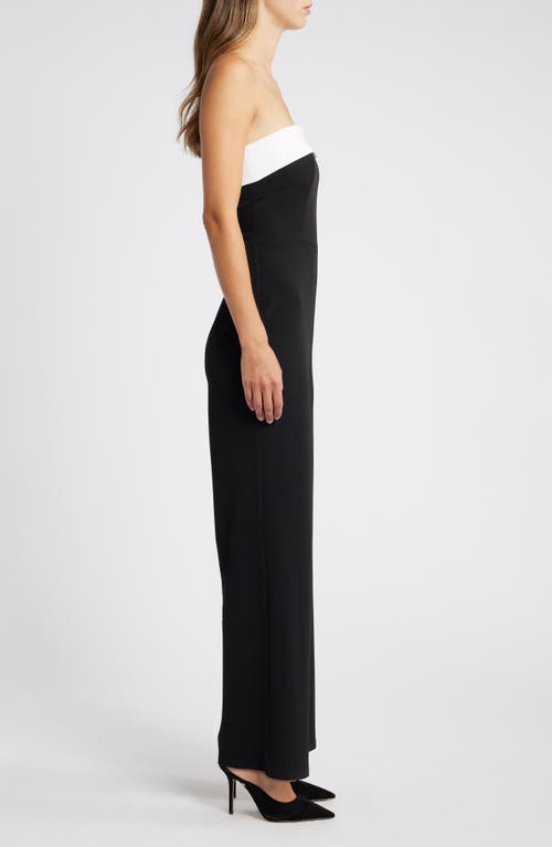 Shop Bebe Colorblock Strapless Jumpsuit In Black/white