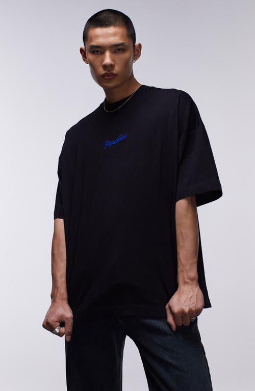 Topman Embroidered Oversize Heavyweight T-Shirt in Black