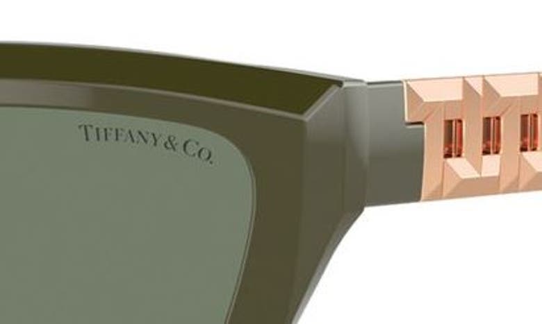 Shop Tiffany & Co 54mm Rectangular Sunglasses In Green