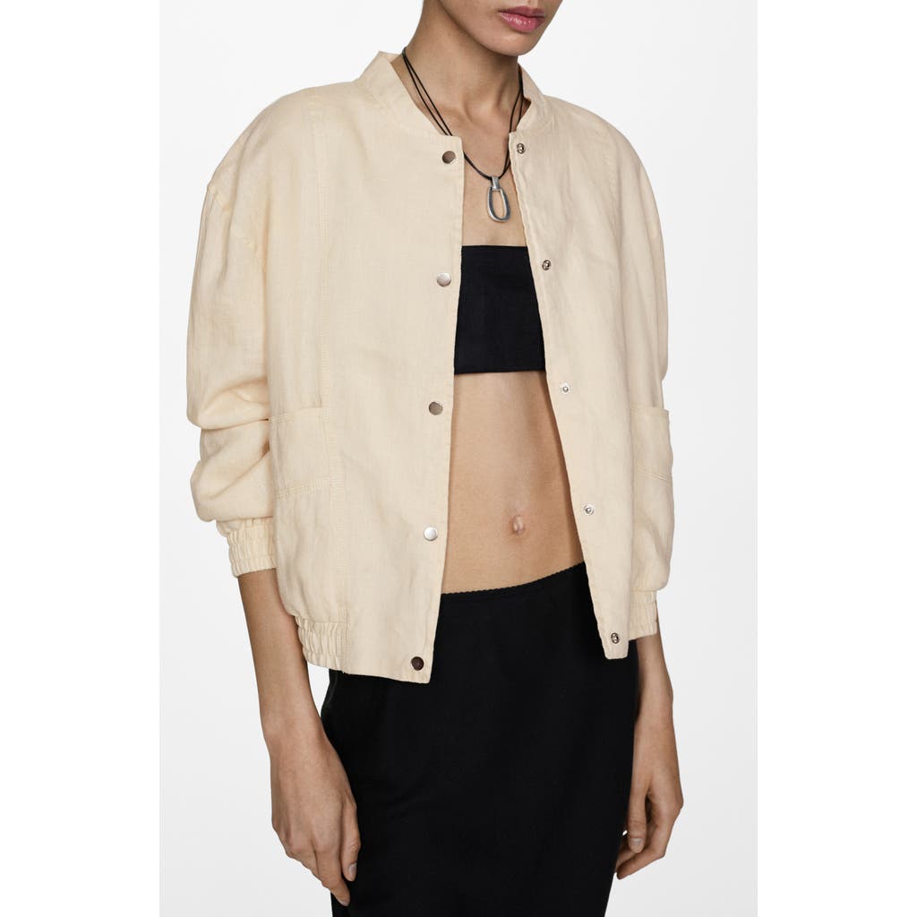 Mango Women's Buttons Linen-blend Jacket In Ecru
