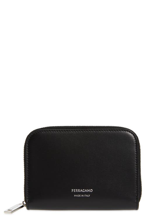 FERRAGAMO Classic Leather Zip Card Holder in Nero at Nordstrom