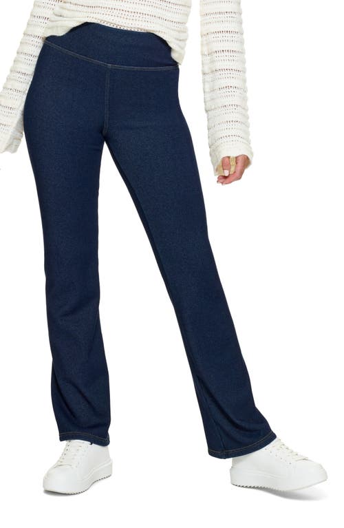 Hue Plush Lined Denim Bootcut Leggings Midnight Rinse at Nordstrom,