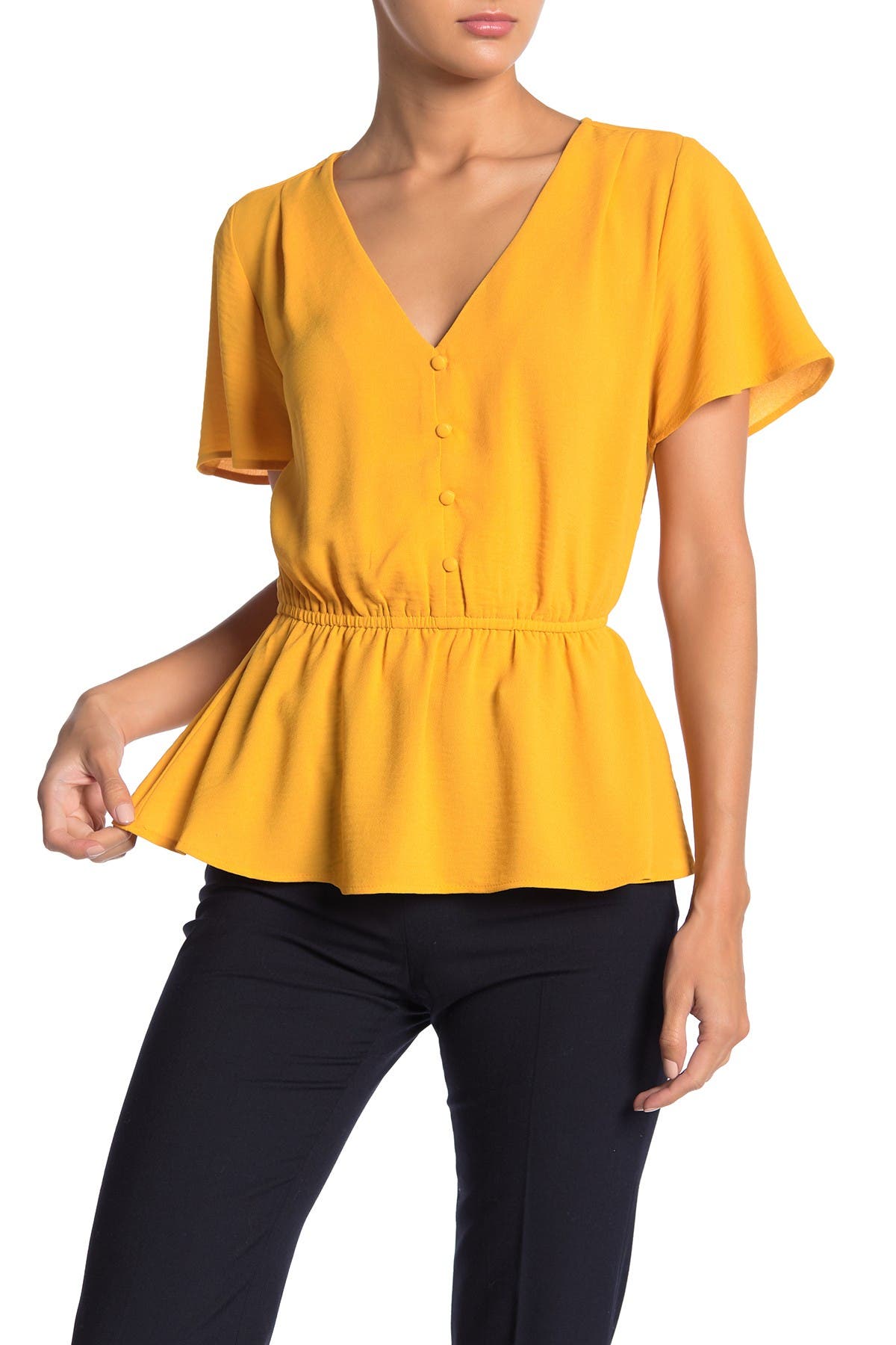 button peplum blouse