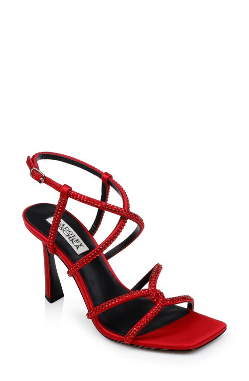 Shop Badgley Mischka Collection Brooke Ankle Strap Sandal In Red Satin