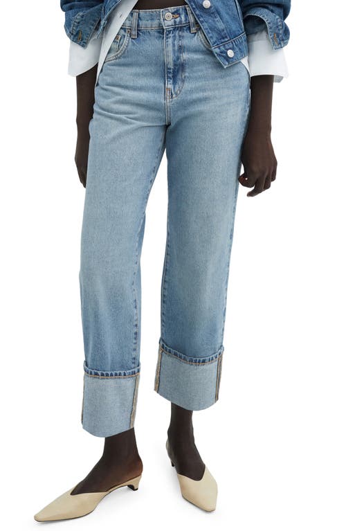 MANGO Cuff Wide Leg Jeans Medium Blue at Nordstrom,