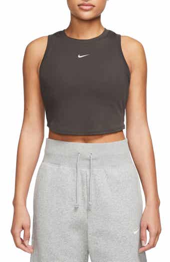Nike, Yoga Crop Tank Top Womens, Black/Grey