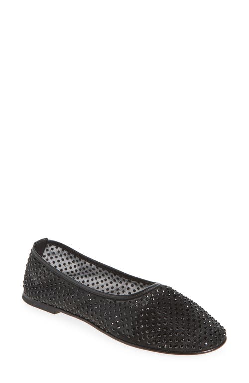 Shop Dear Frances Ball Crystal Embellished Mesh Flat In Black