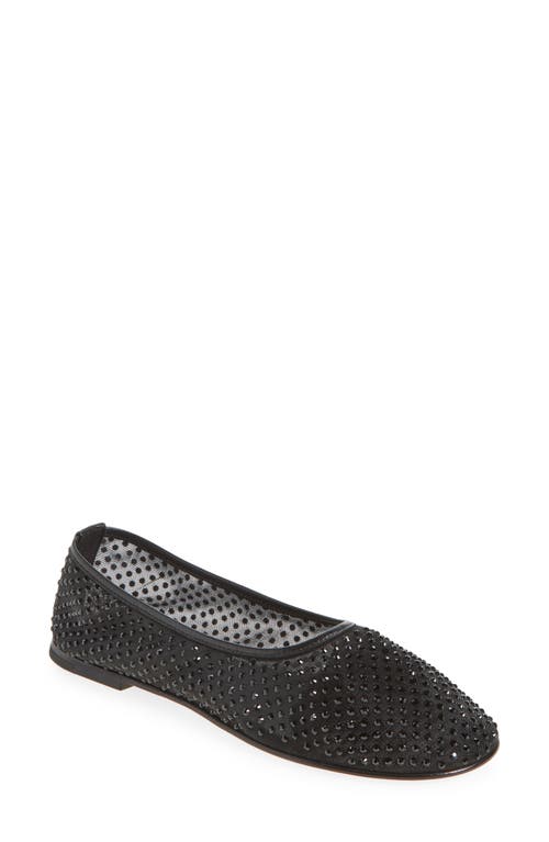 Dear Frances Ball Crystal Embellished Mesh Flat in Black 