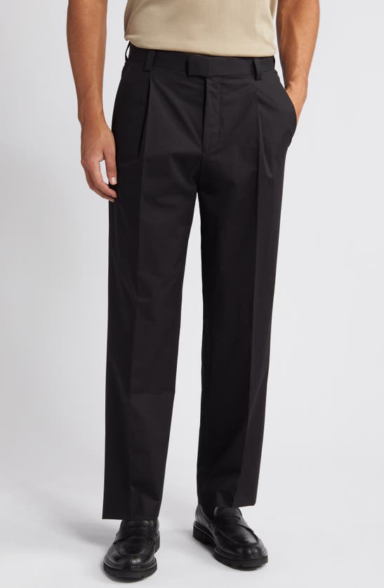 Shop Hugo Boss Hugo Theodor Pleated Stretch Cotton Pants In Black