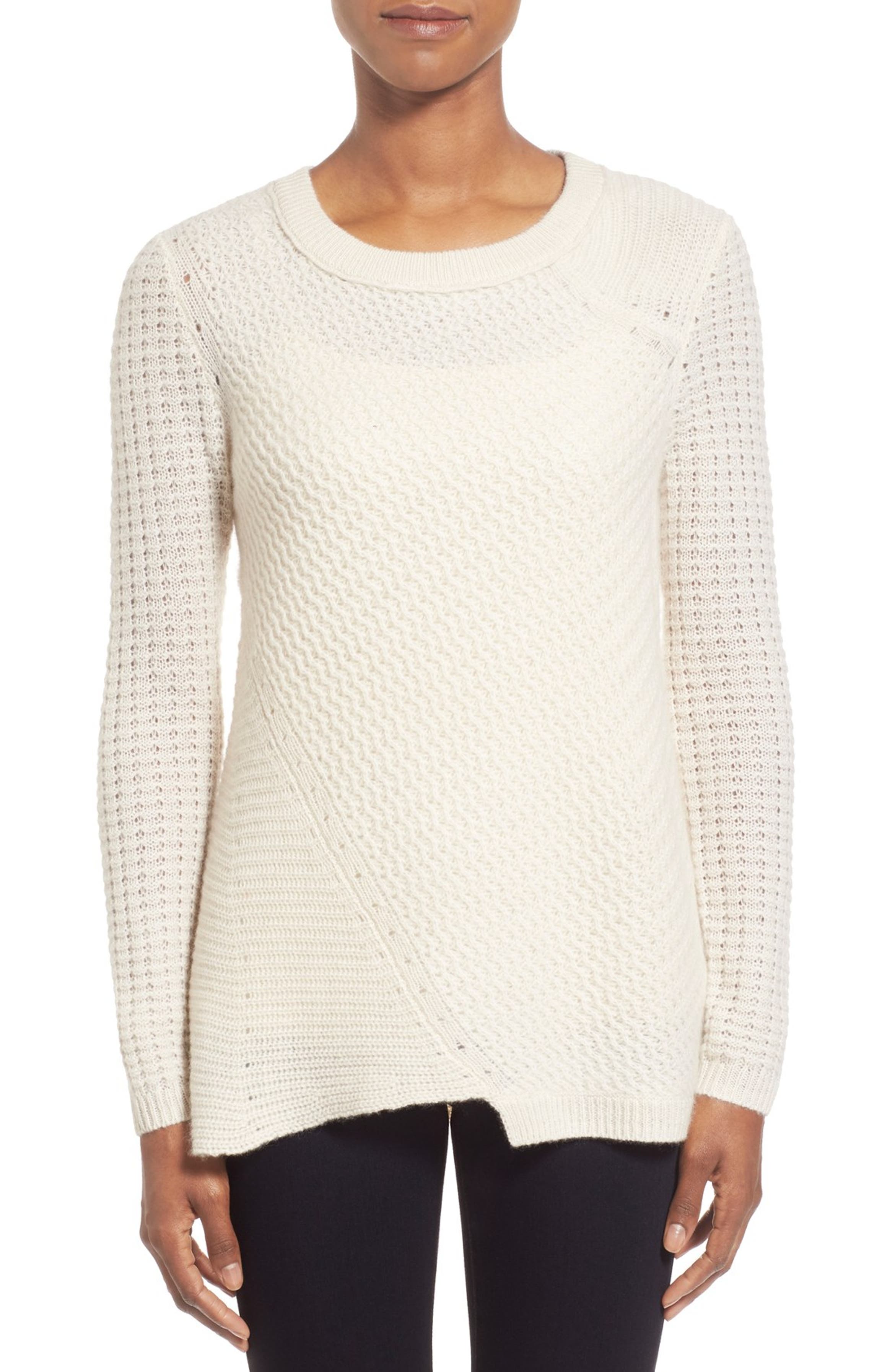 White + Warren Patchwork Stitch Cashmere Sweater | Nordstrom