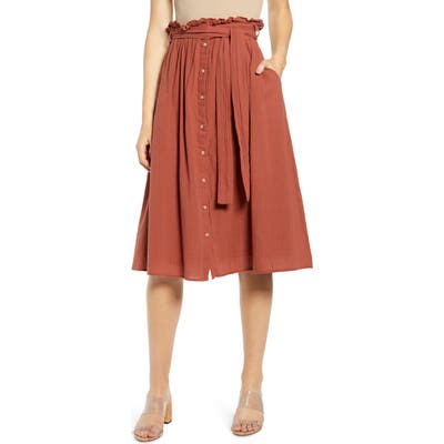 Vero Moda Sammi Tie Waist Cotton Midi Skirt