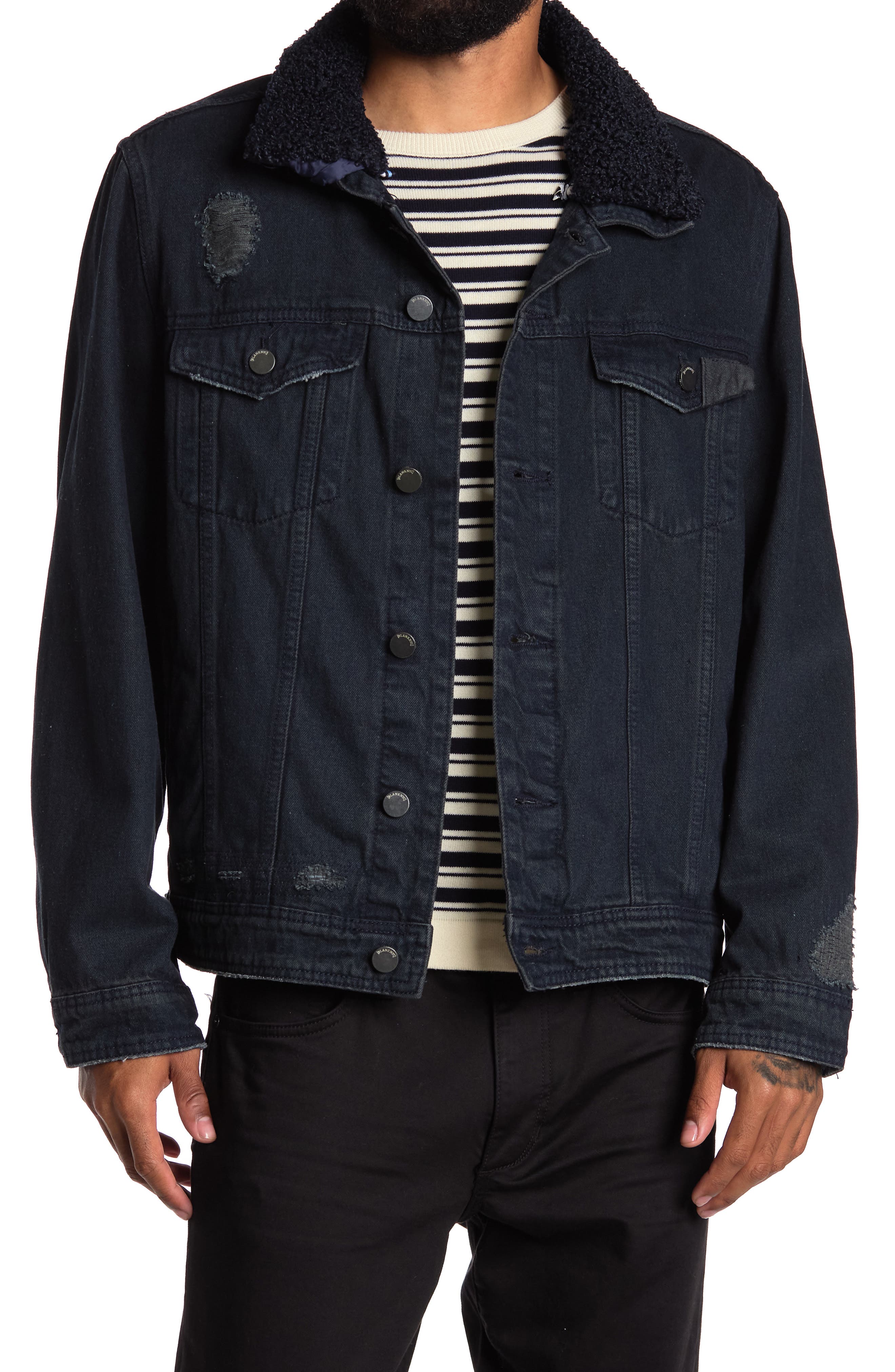 black ripped jean jacket men
